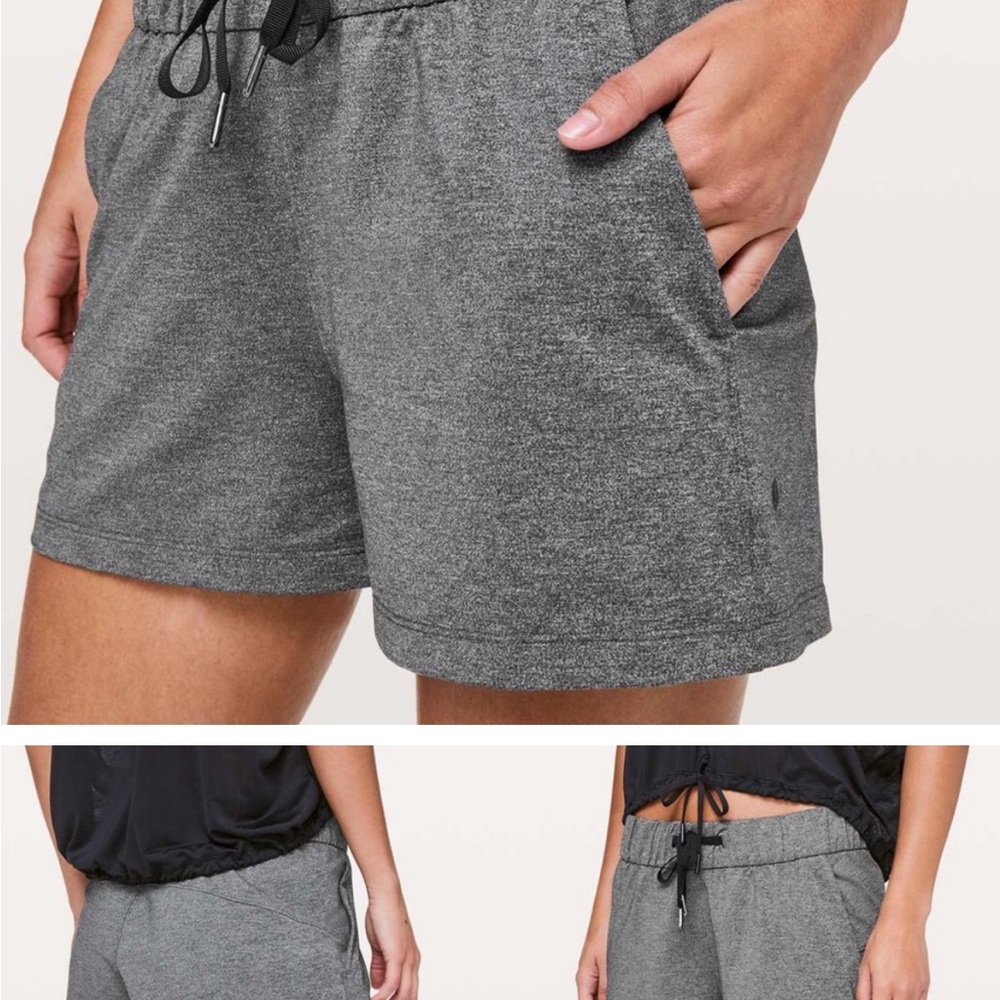 Lululemon on the fly shorts in heathered black  size 4